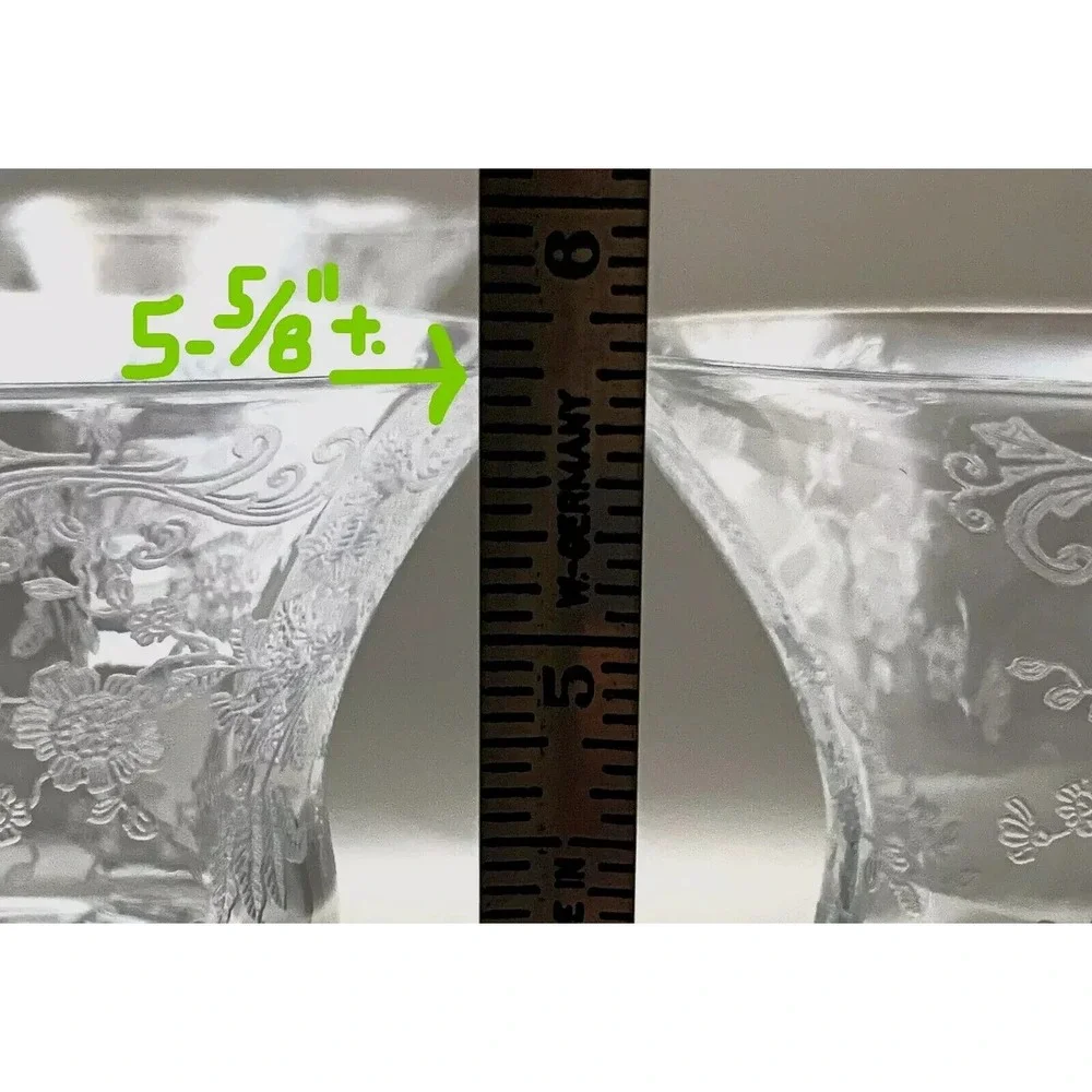 4 Cambridge Chantilly Etch Crystal Elegant Stemware Glasses 3625 Stems 5.75
